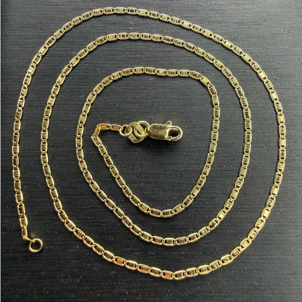 Solid Italian 18k Yellow Gold Valentino Chain Necklace 16" Long 1.5mm Wide